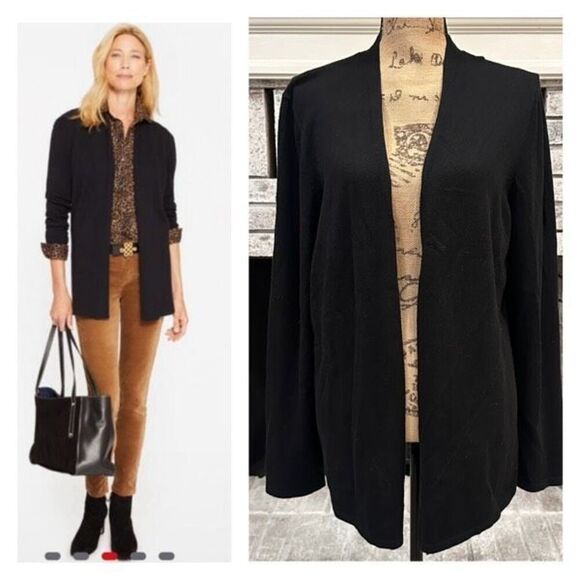 J.McLaughlin Black Stretch Long Cardigan Promotions Size Large Open - Picture 1 of 12